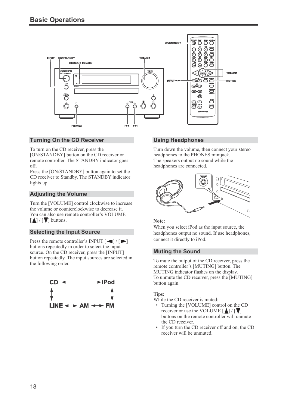 Basic operations | Onkyo CR-445 User Manual | Page 18 / 44