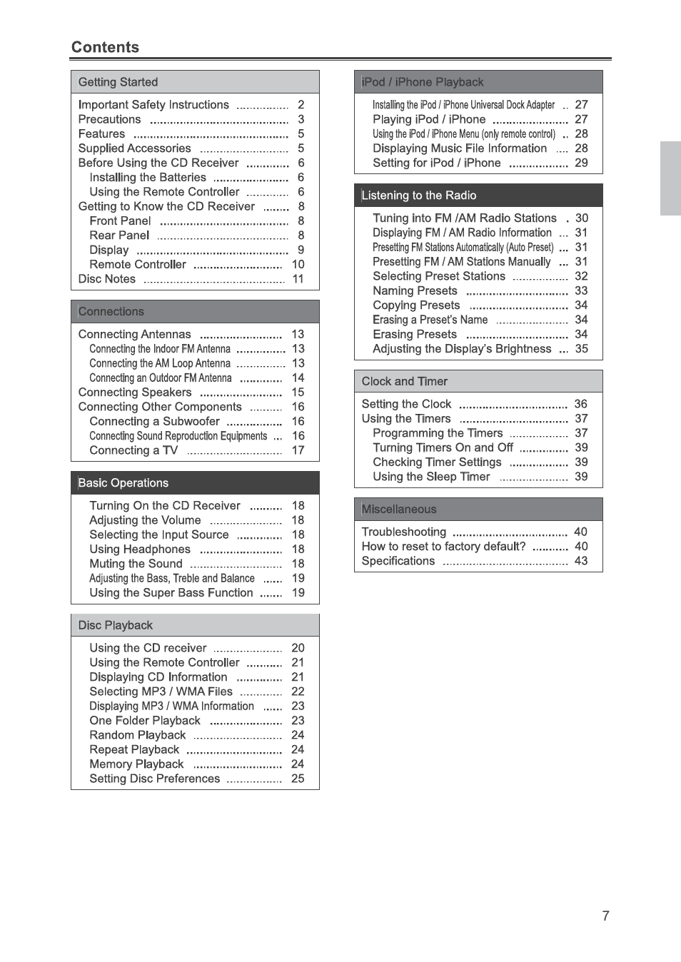 Onkyo CR-445 User Manual | Page 7 / 44