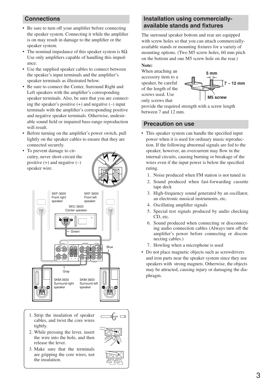 Connections | Onkyo SKM-3600 User Manual | Page 3 / 4
