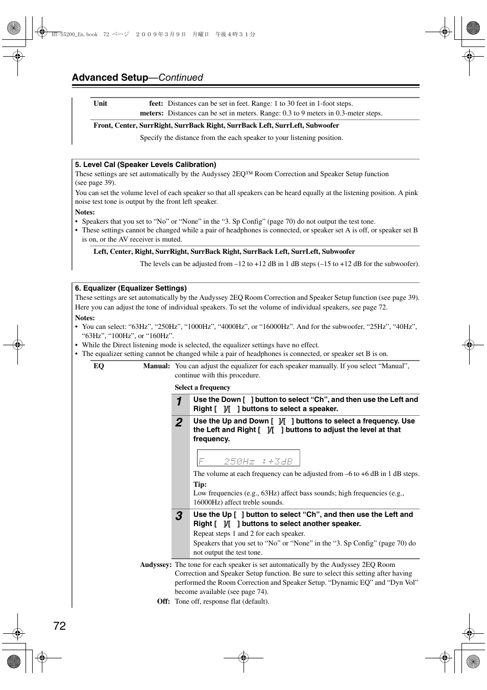 Advanced setup —continued | Onkyo 29344934 User Manual | Page 72 / 92