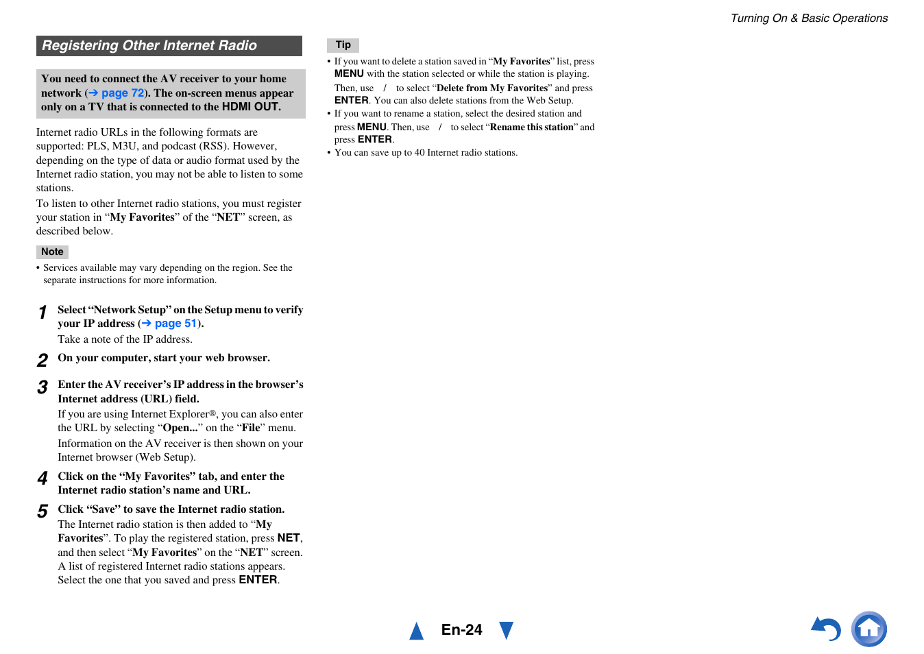 Registering other internet radio | Onkyo TX-NR414 User Manual | Page 24 / 128