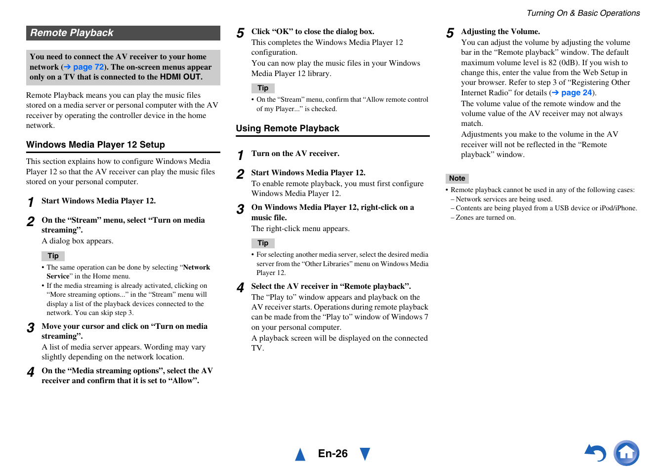 Remote playback | Onkyo TX-NR414 User Manual | Page 26 / 128