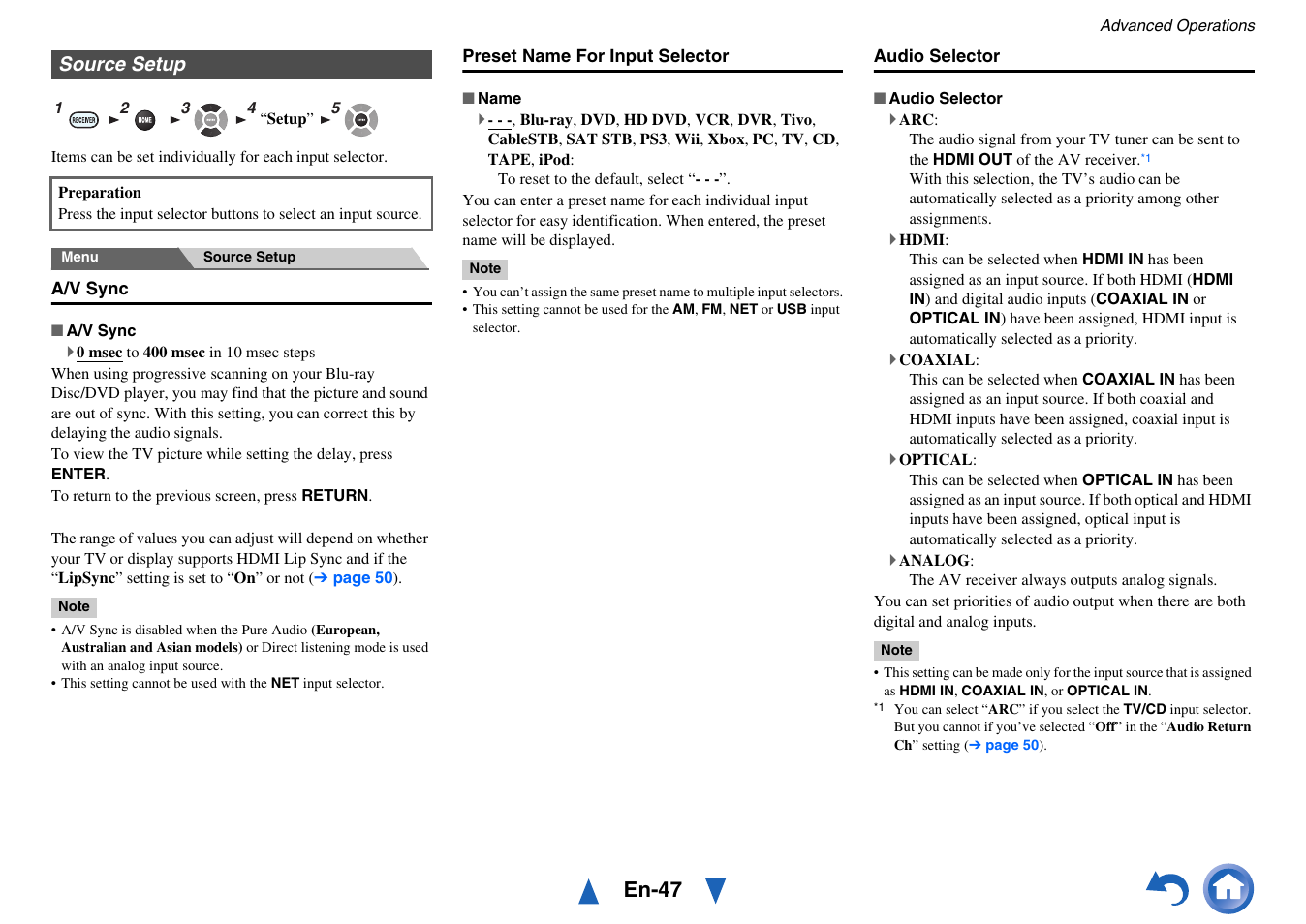 Source setup, En-47 | Onkyo TX-NR414 User Manual | Page 47 / 128