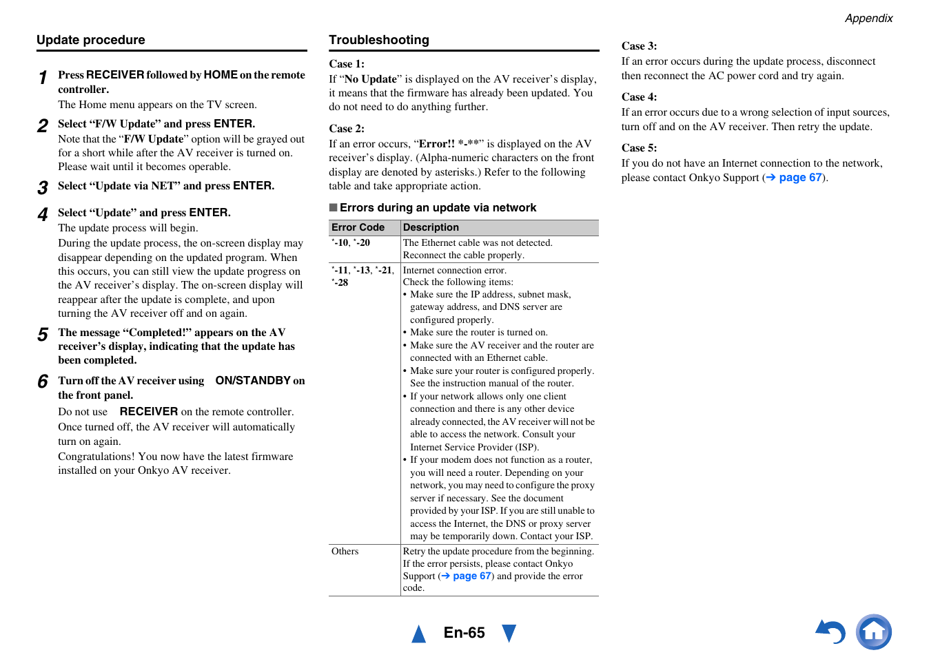 Update procedure, En-65 | Onkyo TX-NR414 User Manual | Page 65 / 128