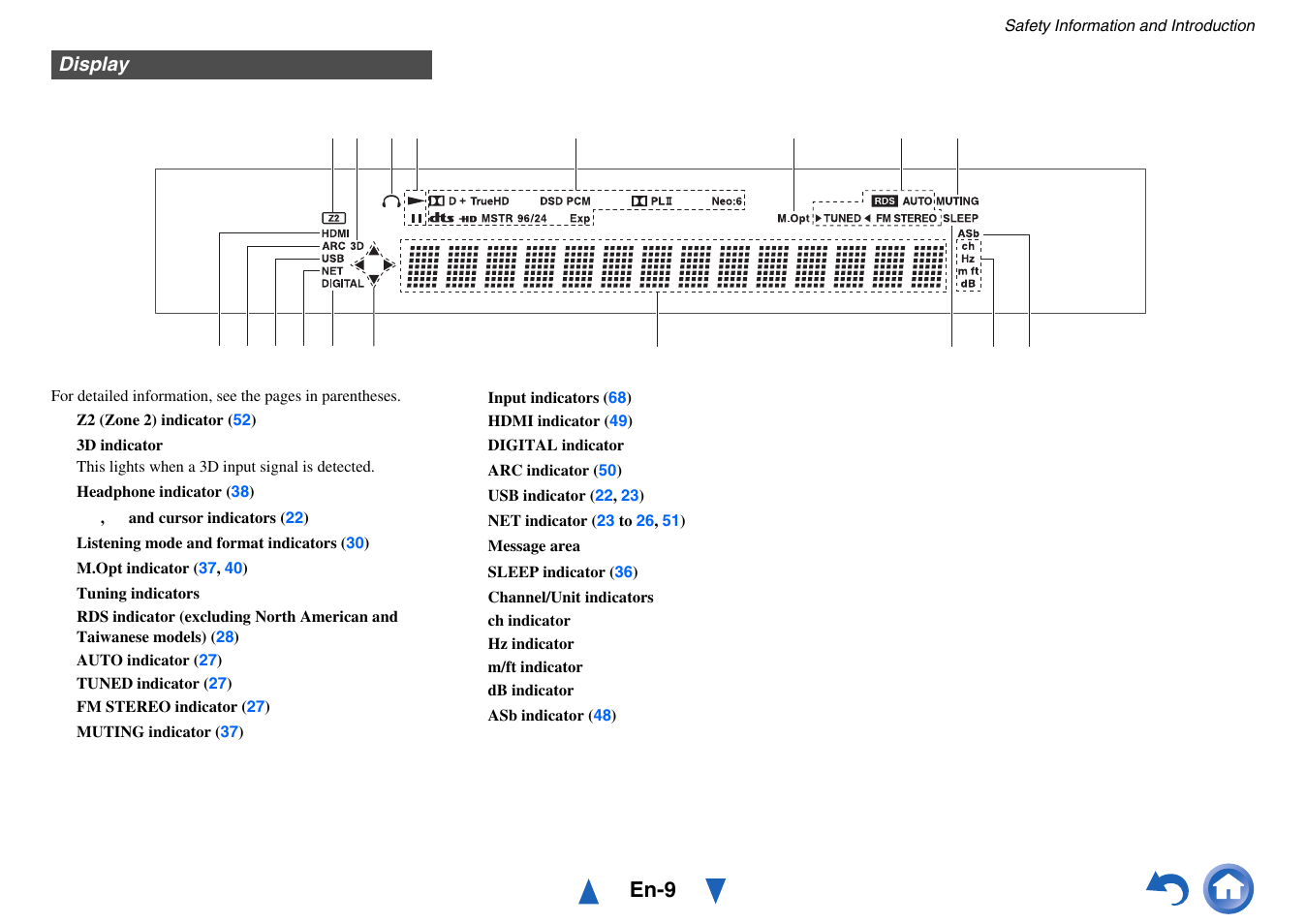 Display, En-9 | Onkyo TX-NR414 User Manual | Page 9 / 128