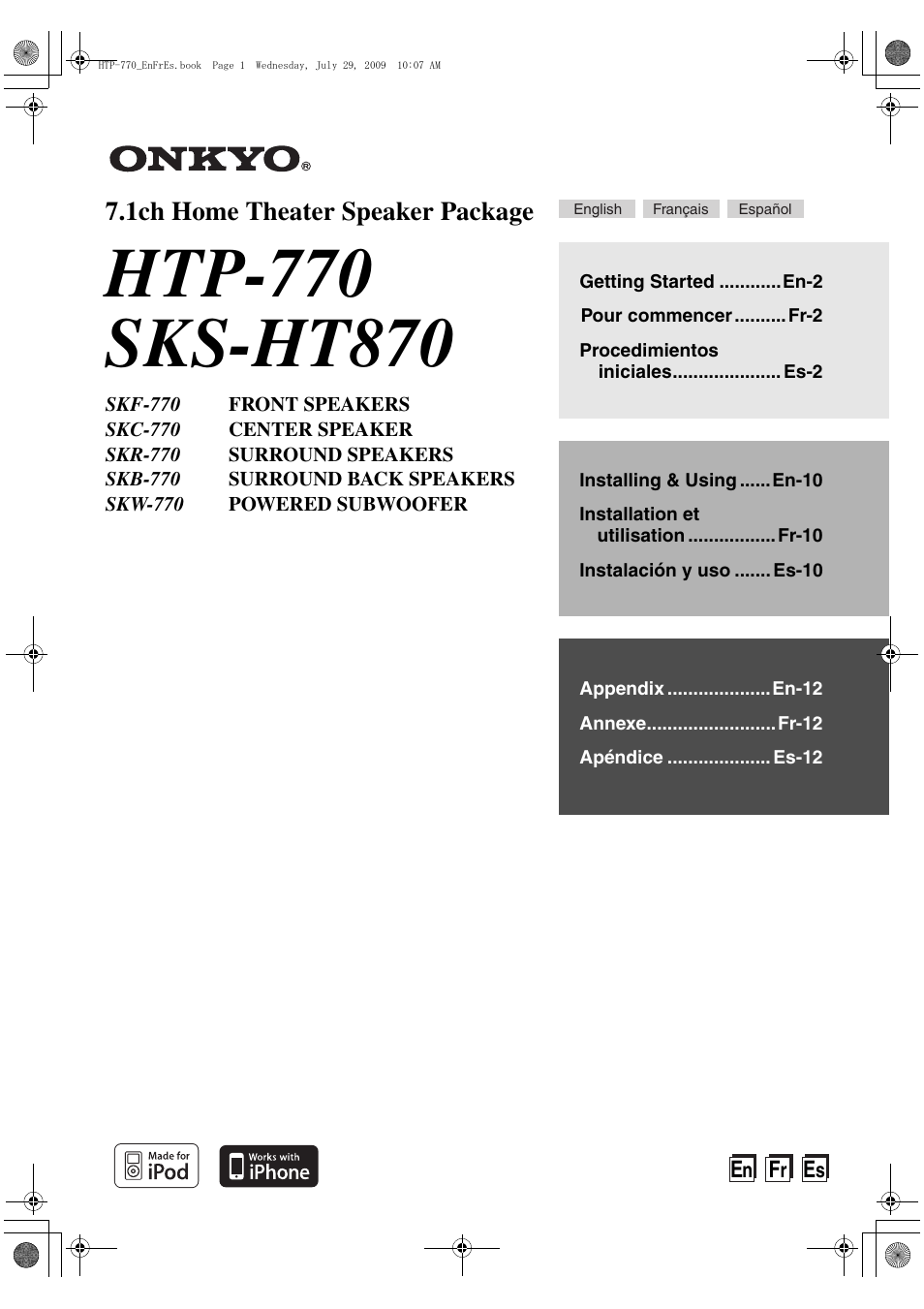 Onkyo SKS-HT870 User Manual | 43 pages