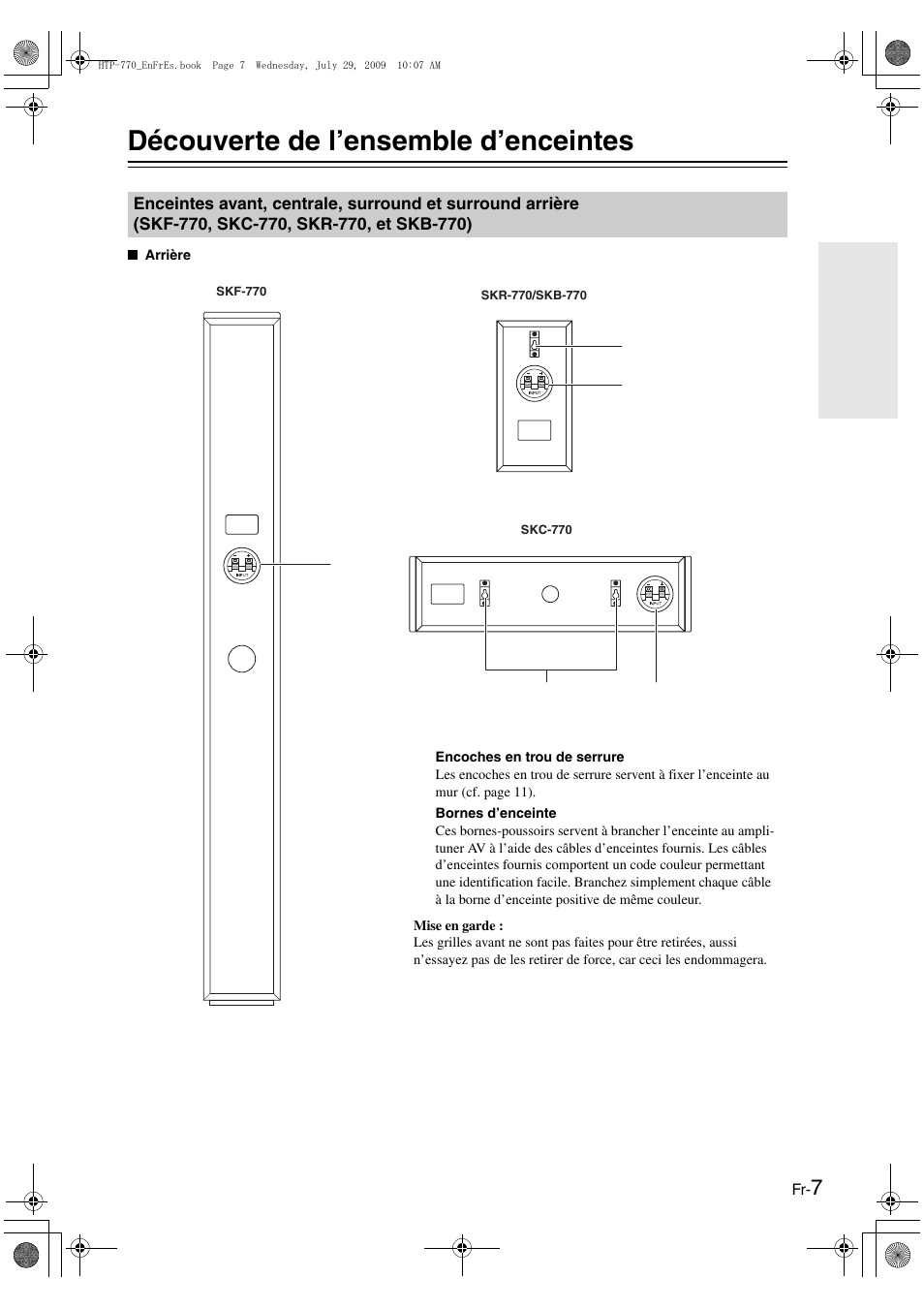 Découverte de l’ensemble d’enceintes | Onkyo SKS-HT870 User Manual | Page 20 / 43