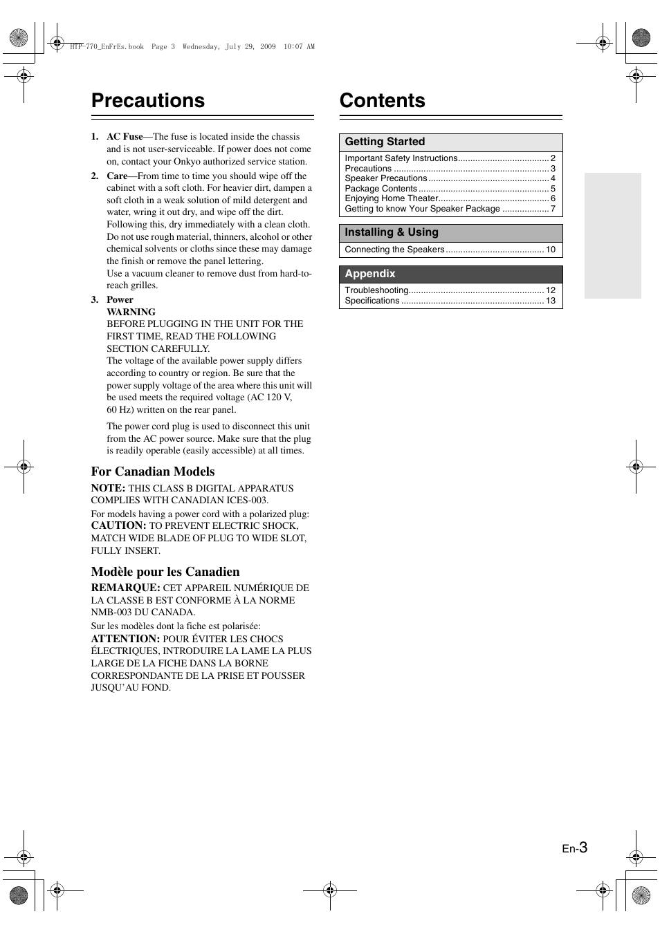 Onkyo SKS-HT870 User Manual | Page 3 / 43