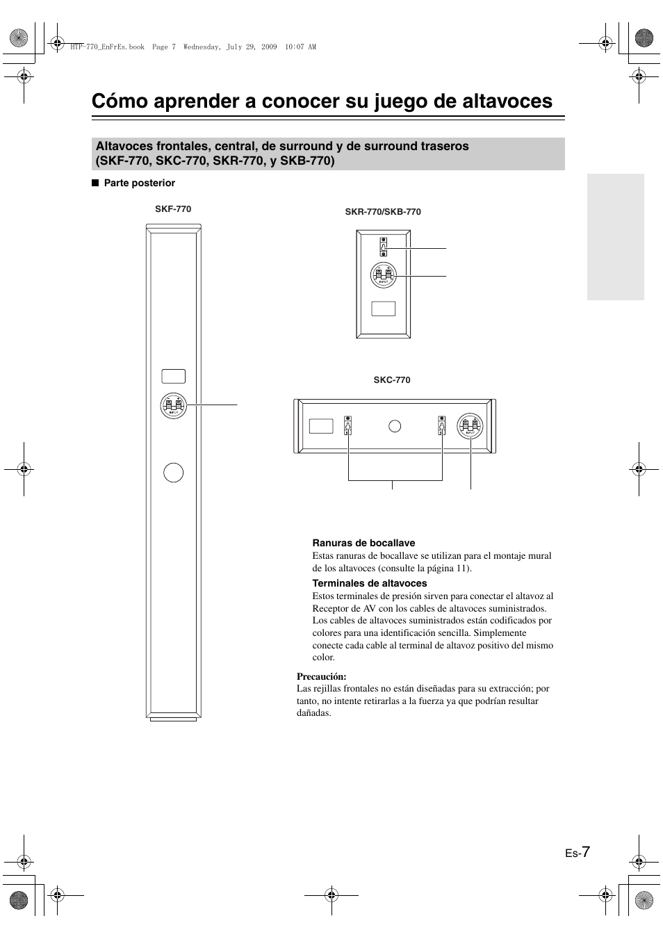 Cómo aprender a conocer su juego de altavoces | Onkyo SKS-HT870 User Manual | Page 33 / 43