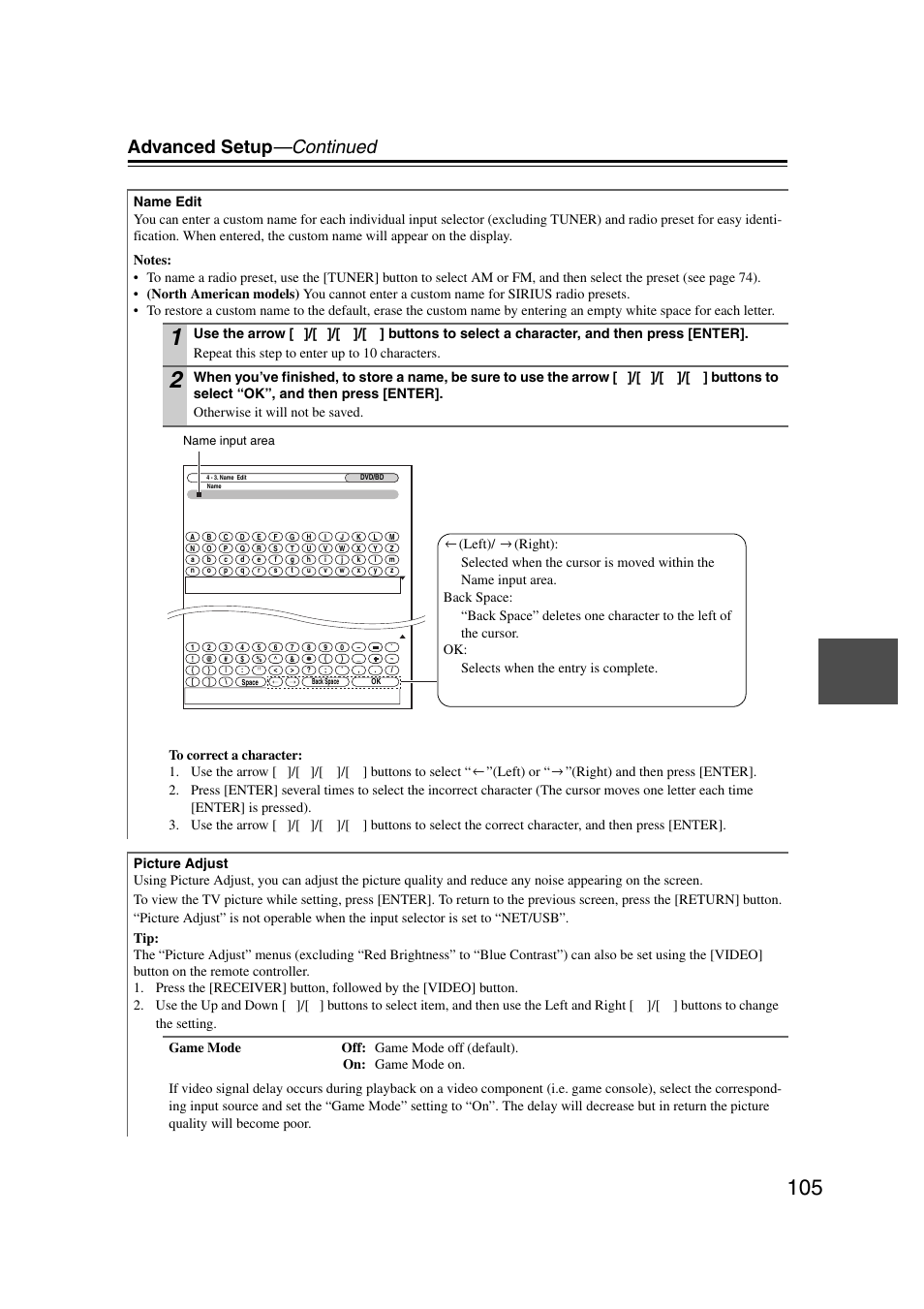 Advanced setup —continued | Onkyo TX-NR5007 User Manual | Page 105 / 164