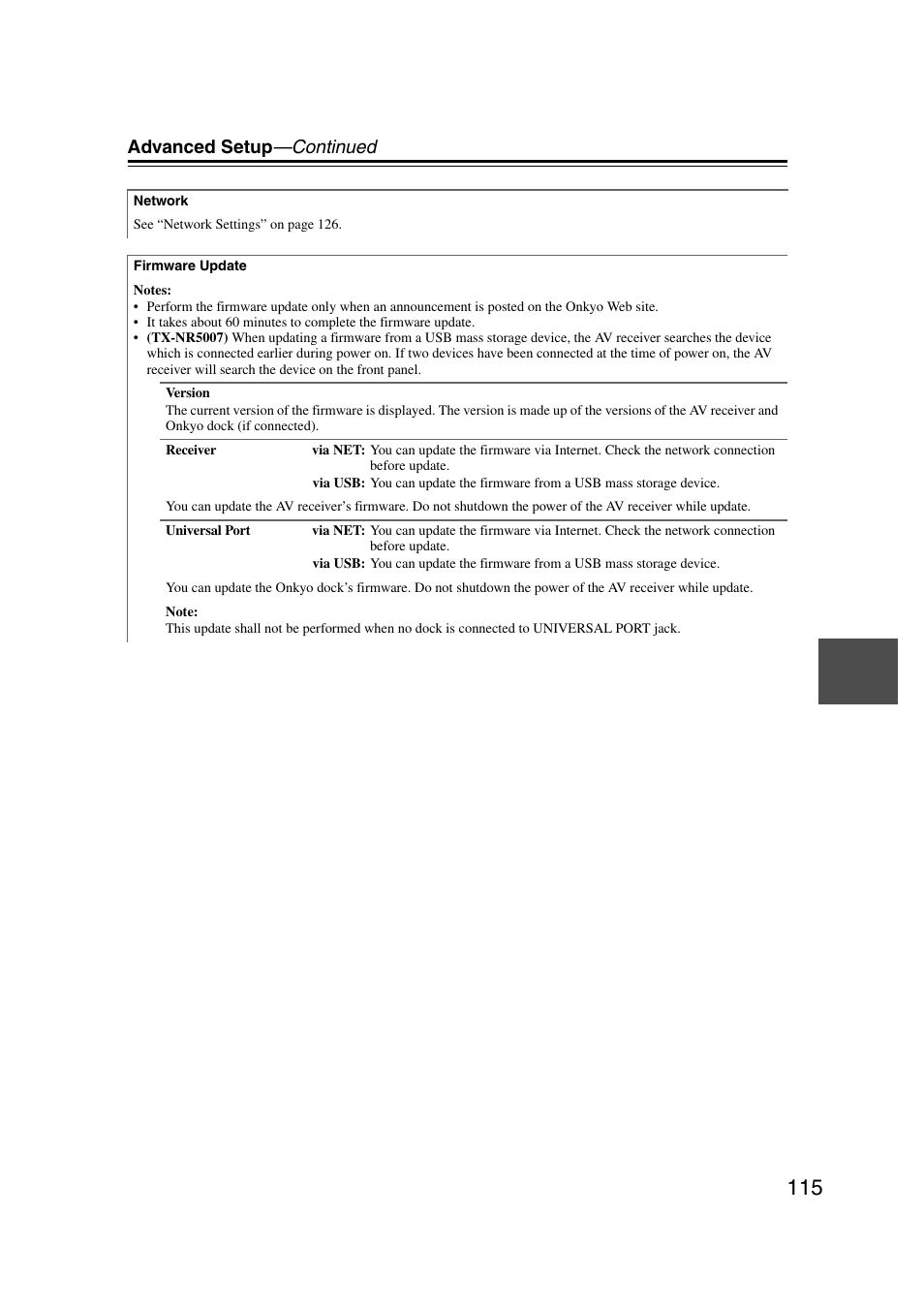 Advanced setup —continued | Onkyo TX-NR5007 User Manual | Page 115 / 164