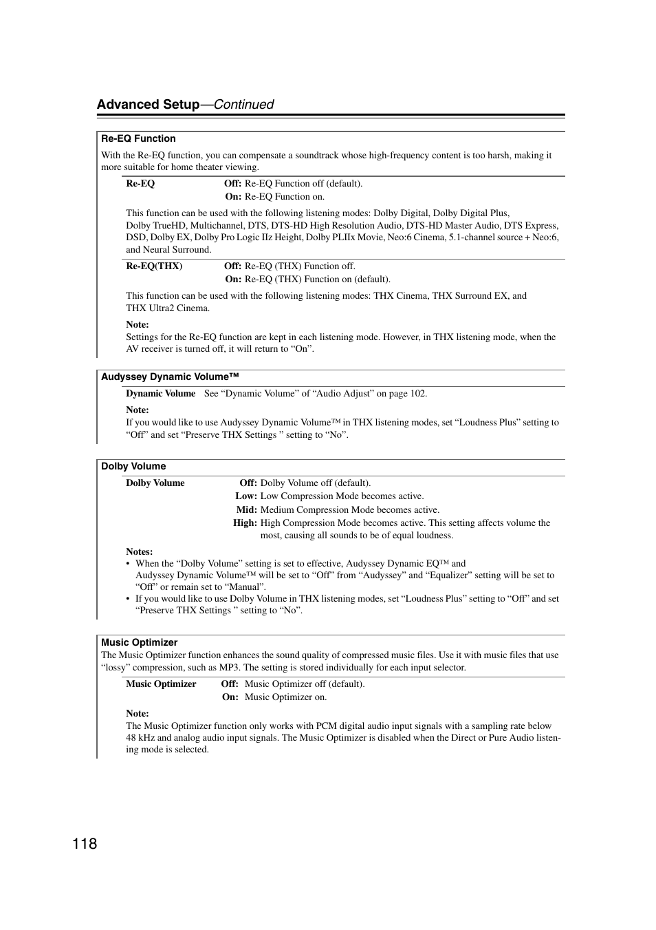 Advanced setup —continued | Onkyo TX-NR5007 User Manual | Page 118 / 164