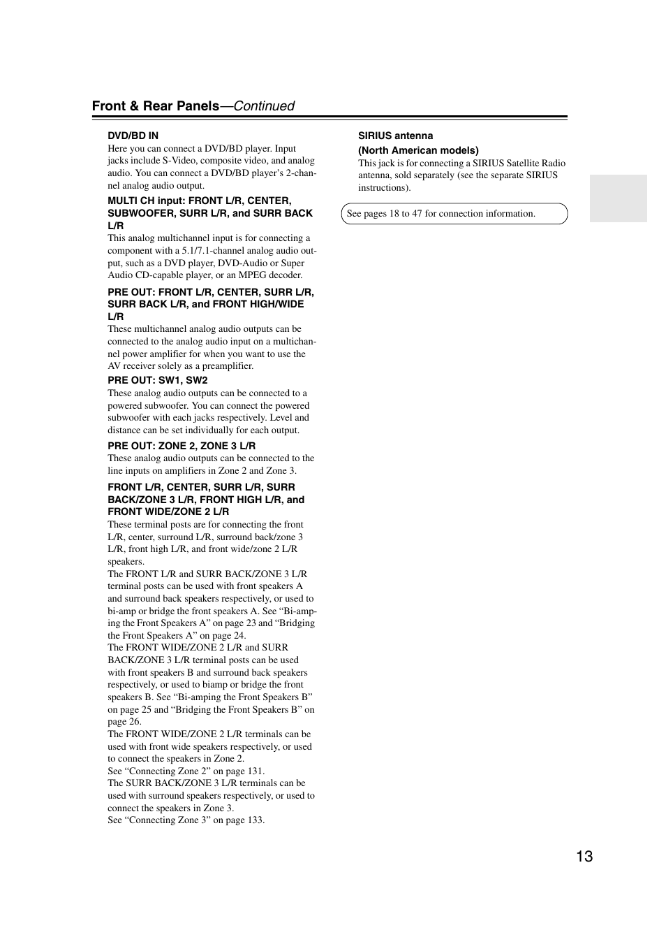 Front & rear panels —continued | Onkyo TX-NR5007 User Manual | Page 13 / 164