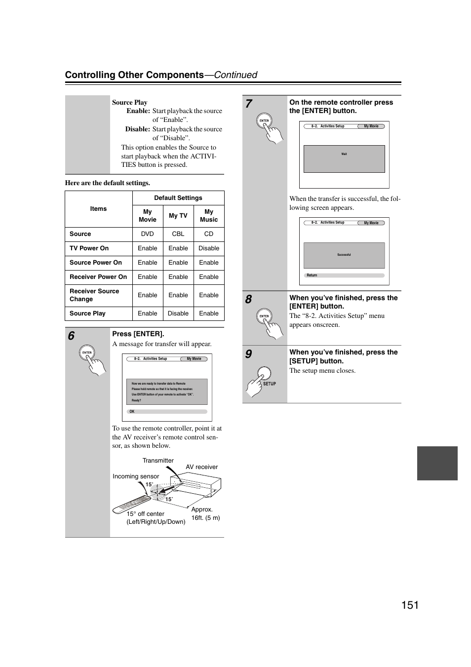 Controlling other components —continued | Onkyo TX-NR5007 User Manual | Page 151 / 164