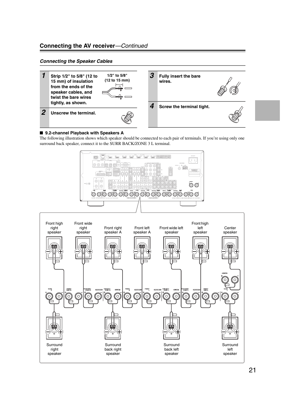 Connecting the av receiver —continued | Onkyo TX-NR5007 User Manual | Page 21 / 164