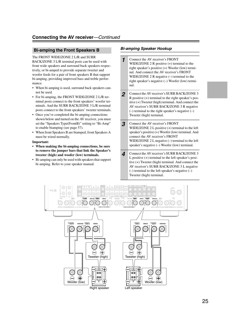 Bi-amping the front speakers b | Onkyo TX-NR5007 User Manual | Page 25 / 164