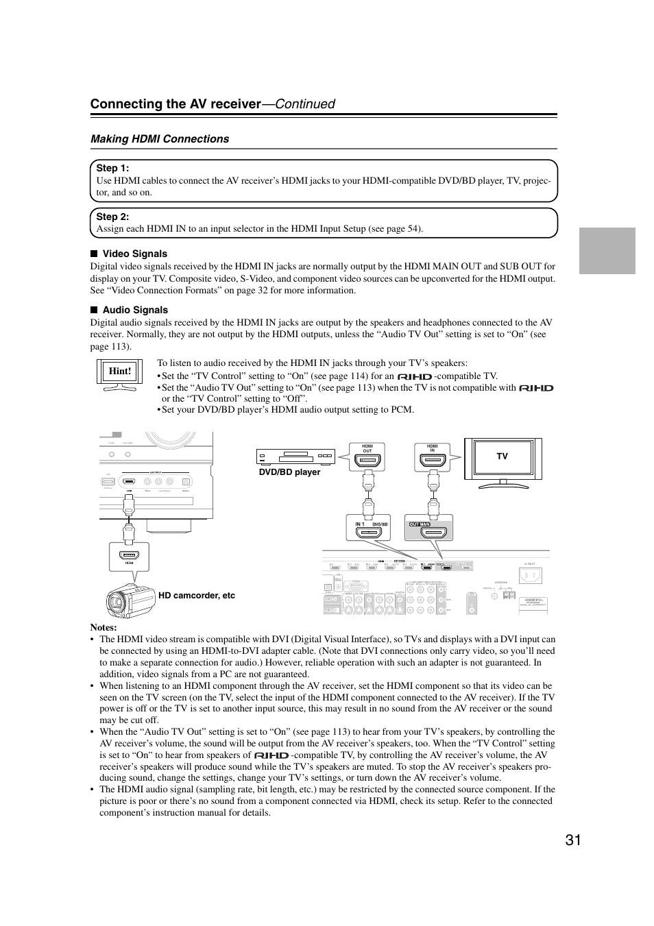 Connecting the av receiver —continued | Onkyo TX-NR5007 User Manual | Page 31 / 164