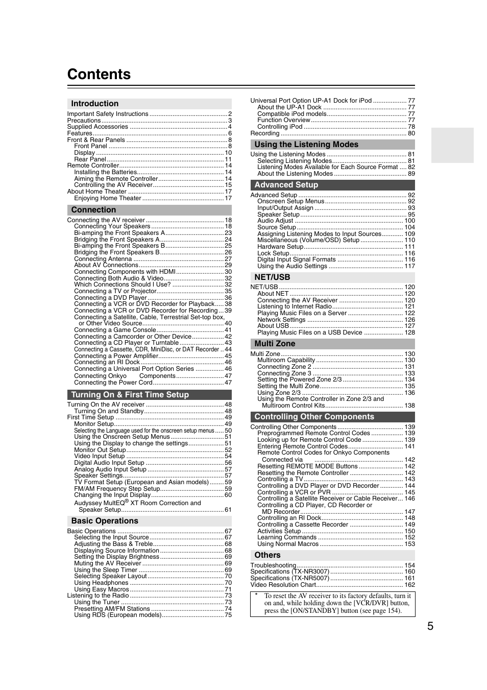 Onkyo TX-NR5007 User Manual | Page 5 / 164