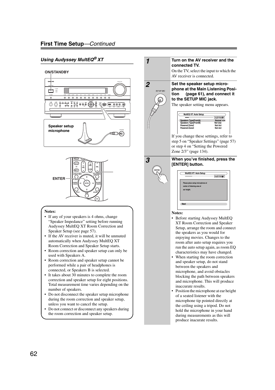 First time setup —continued | Onkyo TX-NR5007 User Manual | Page 62 / 164