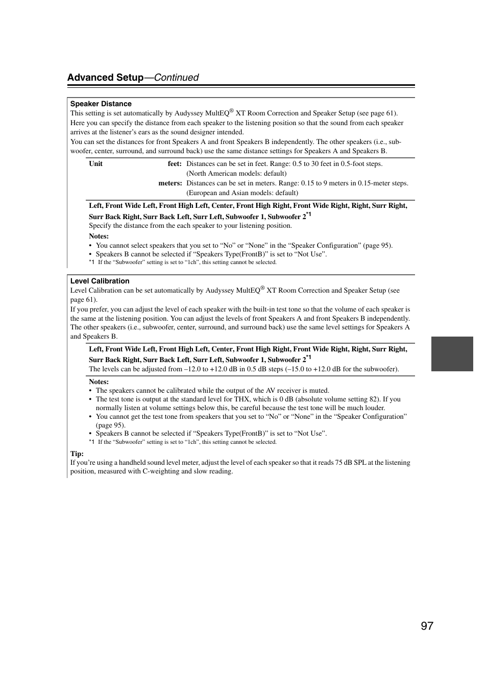 Advanced setup —continued | Onkyo TX-NR5007 User Manual | Page 97 / 164