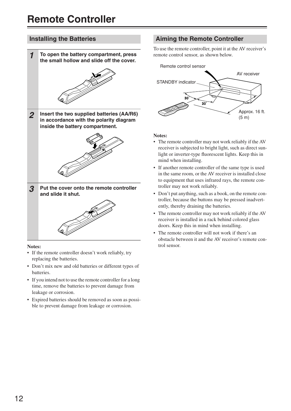 Remote controller | Onkyo TX-SR674/674E User Manual | Page 12 / 92