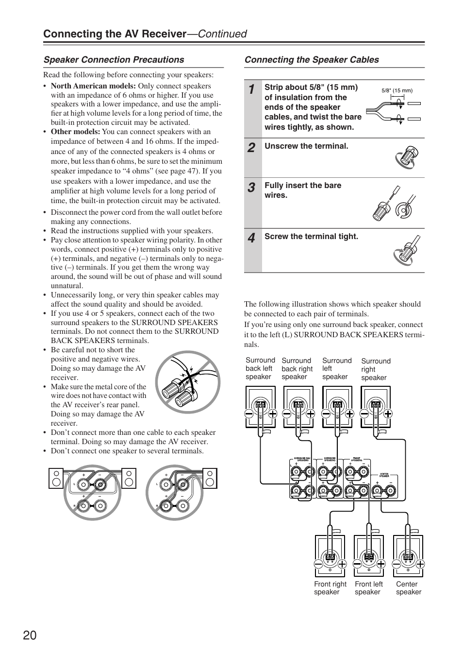 Connecting the av receiver —continued | Onkyo TX-SR674/674E User Manual | Page 20 / 92