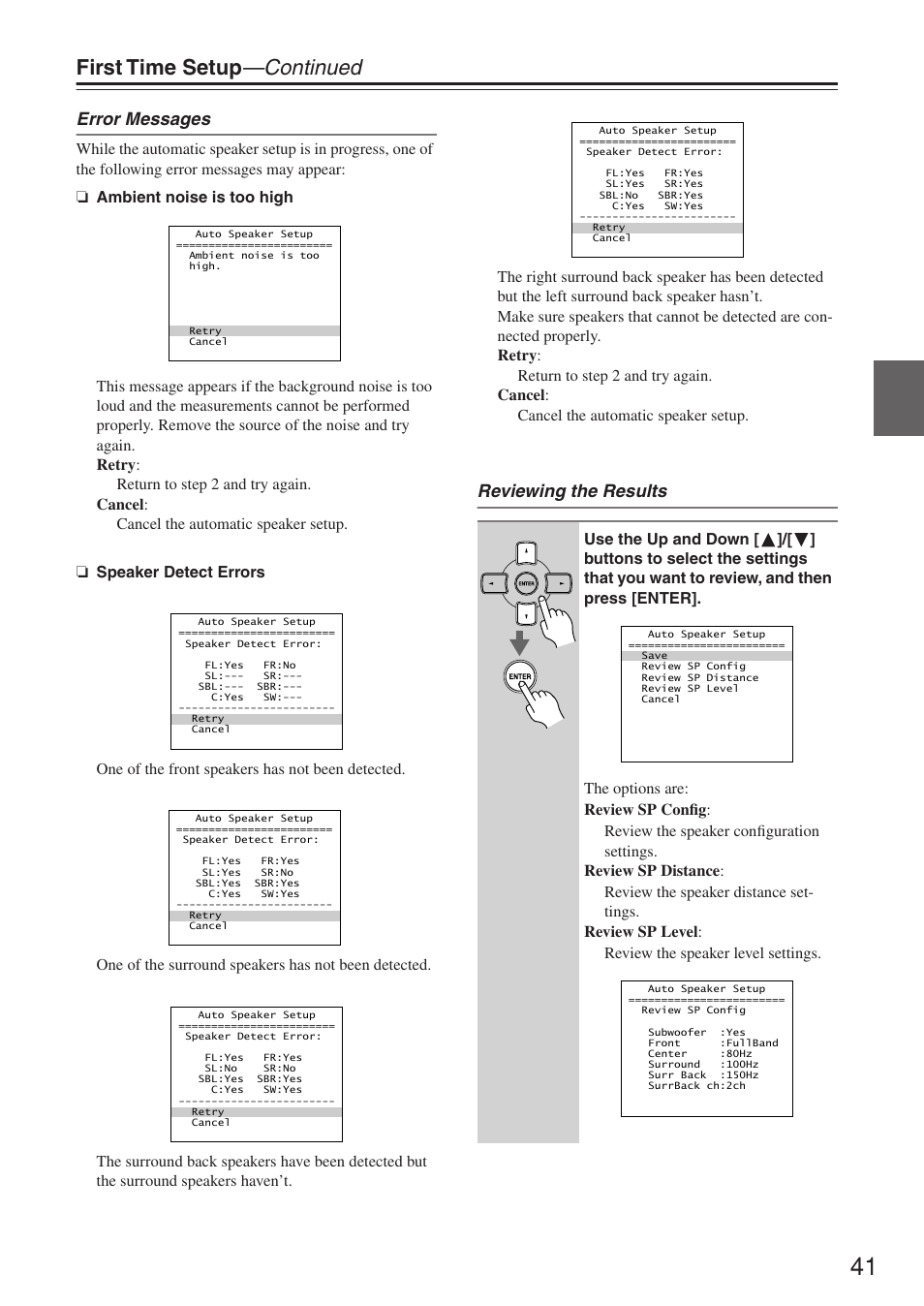 First time setup —continued | Onkyo TX-SR674/674E User Manual | Page 41 / 92