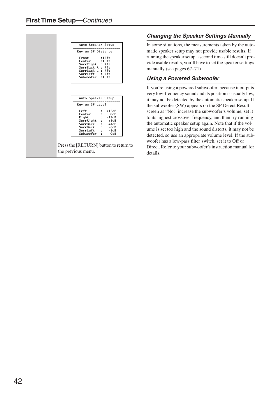 First time setup —continued | Onkyo TX-SR674/674E User Manual | Page 42 / 92
