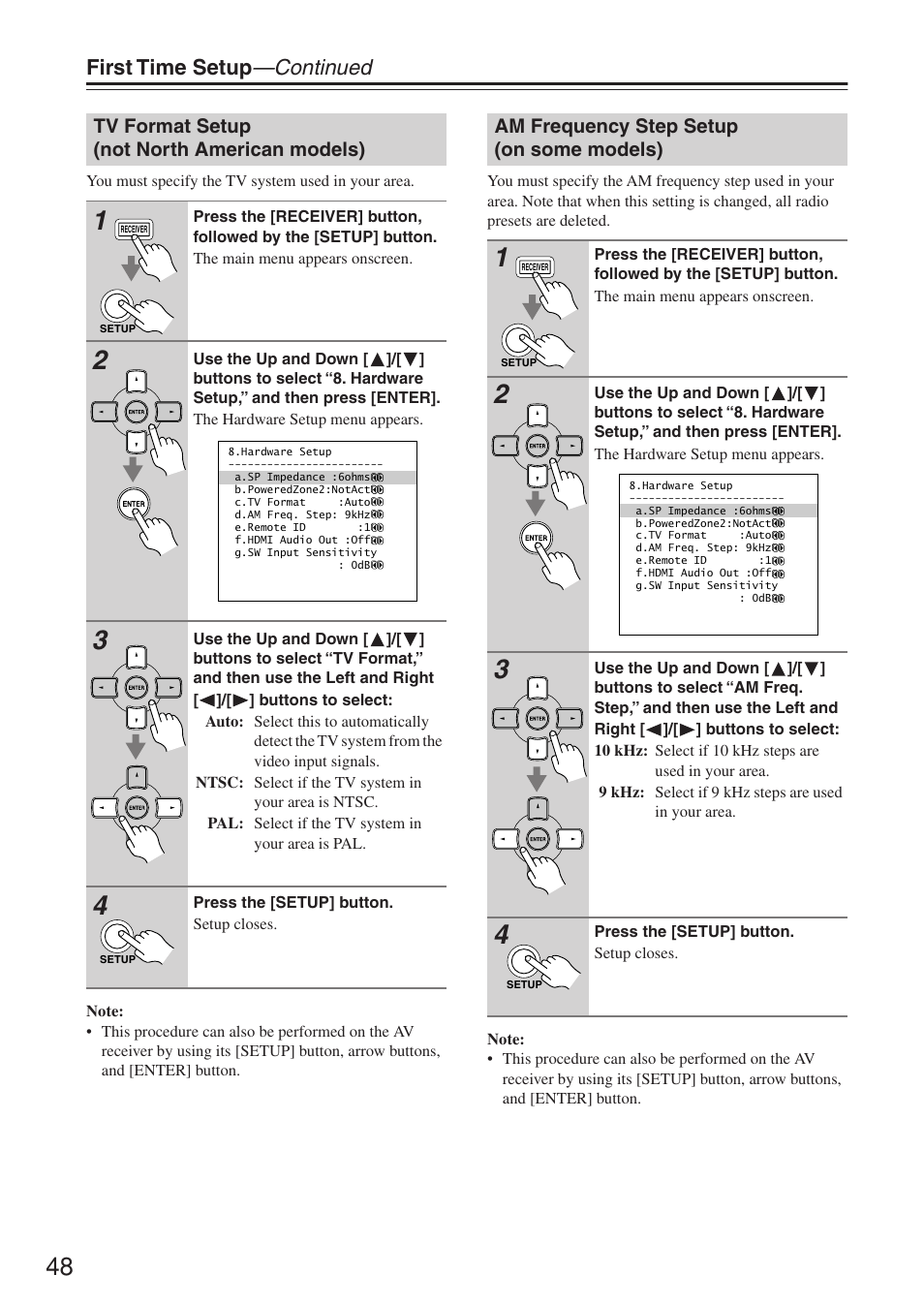 First time setup —continued | Onkyo TX-SR674/674E User Manual | Page 48 / 92