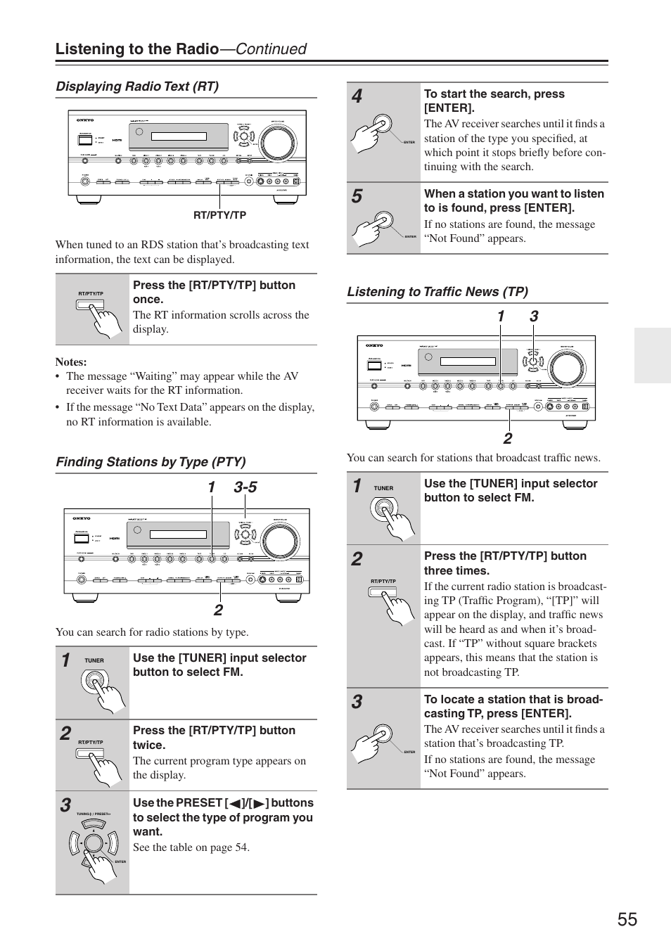 Listening to the radio —continued | Onkyo TX-SR674/674E User Manual | Page 55 / 92