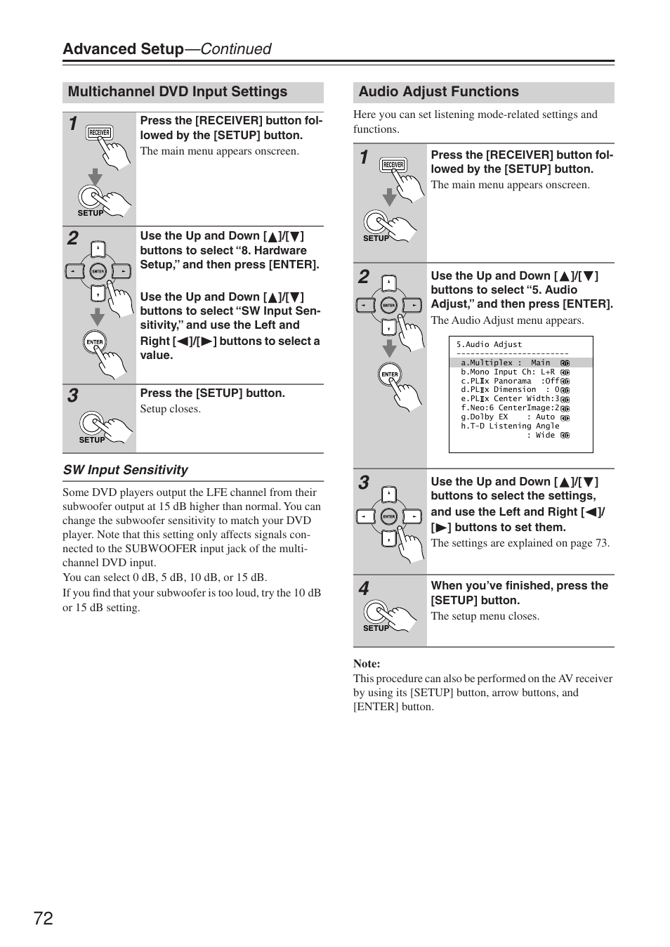 Advanced setup —continued | Onkyo TX-SR674/674E User Manual | Page 72 / 92