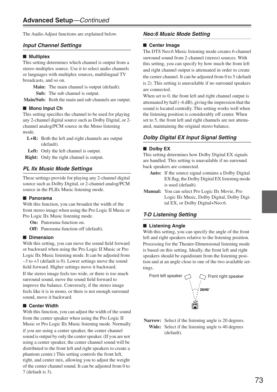Advanced setup —continued | Onkyo TX-SR674/674E User Manual | Page 73 / 92