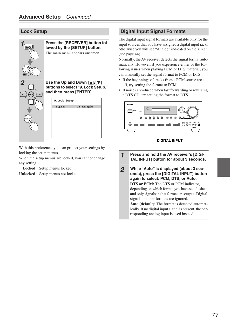 Advanced setup —continued | Onkyo TX-SR674/674E User Manual | Page 77 / 92
