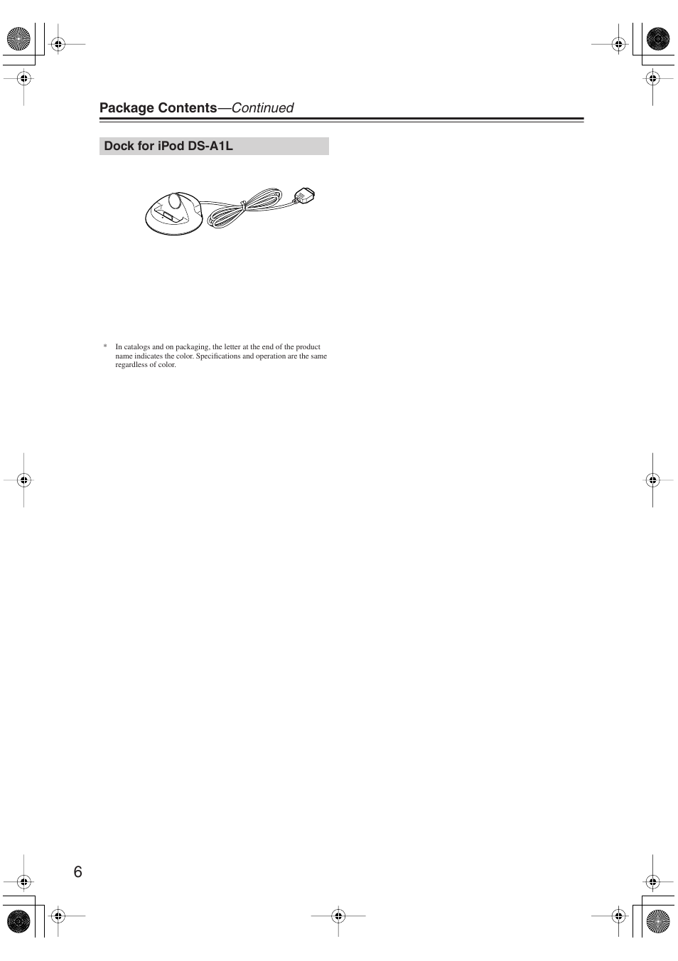 Dock for ipod ds-a1l | Onkyo HT S5100 User Manual | Page 6 / 96