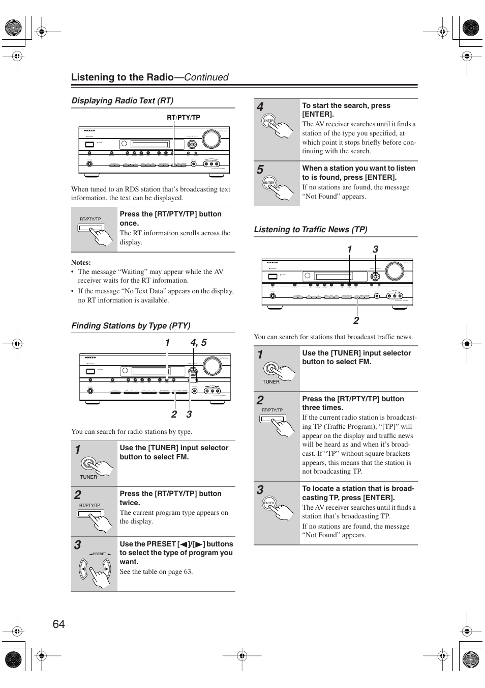 Utton (64, Listening to the radio —continued | Onkyo HT S5100 User Manual | Page 64 / 96