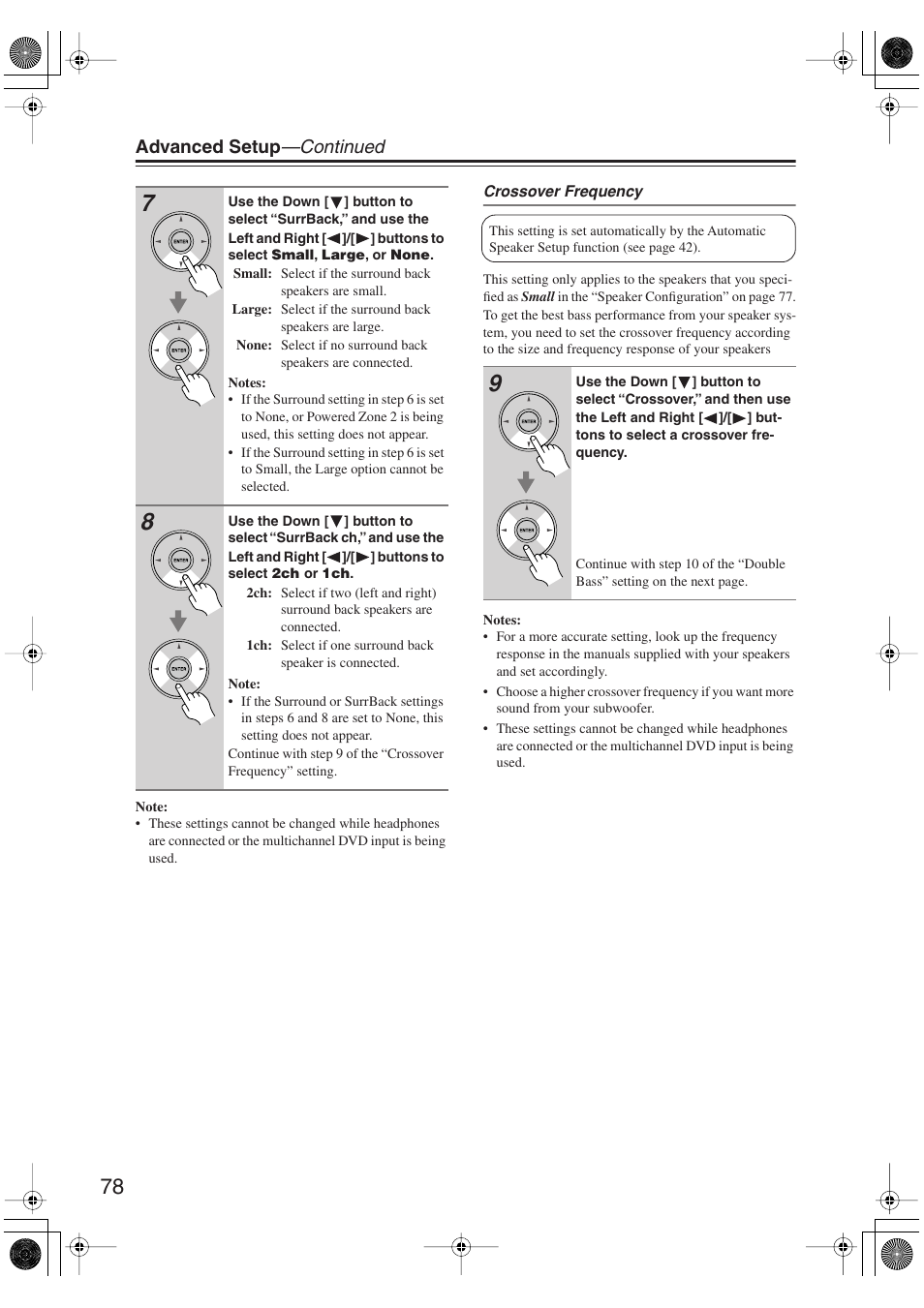 Advanced setup —continued | Onkyo HT S5100 User Manual | Page 78 / 96