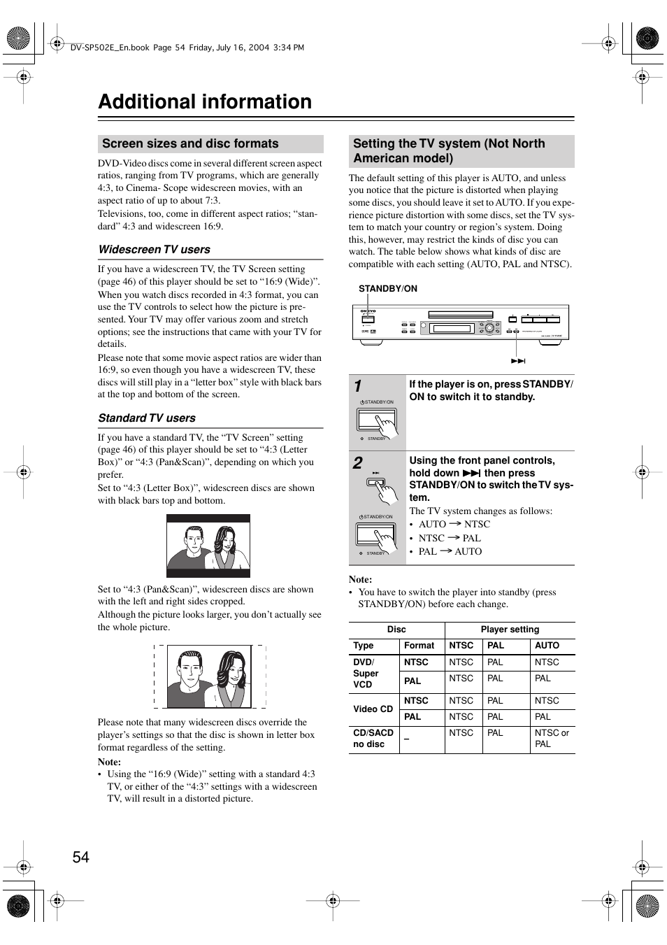 Additional information | Onkyo DV-SP502 User Manual | Page 54 / 68