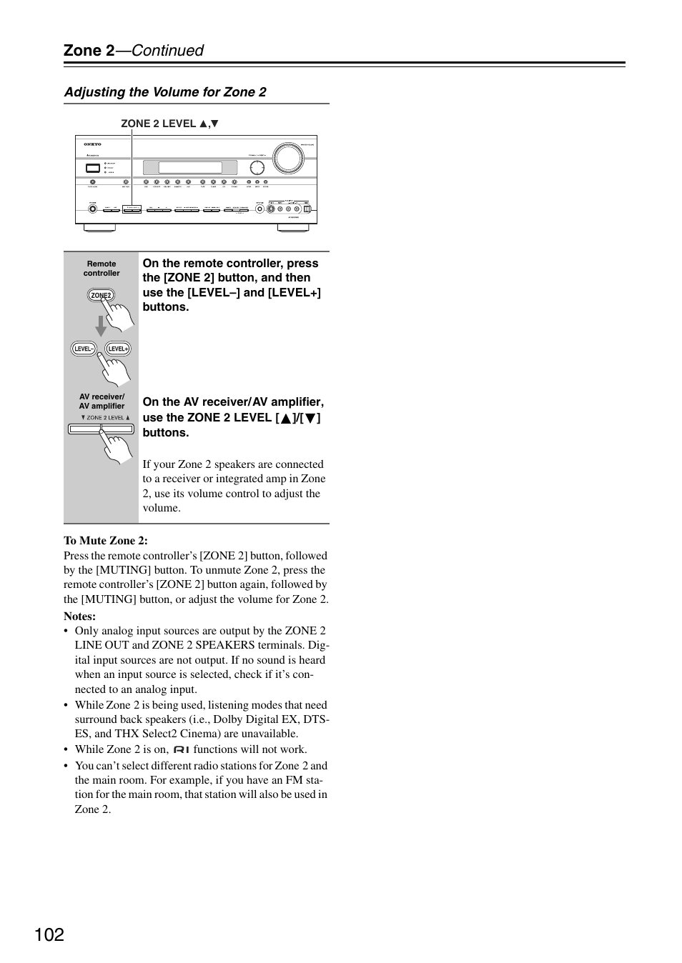 Zone 2 —continued | Onkyo TX-SA705 User Manual | Page 102 / 116
