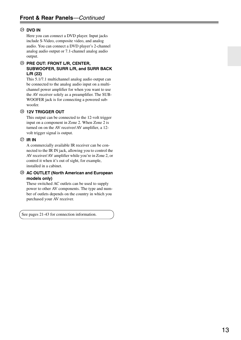 Onkyo TX-SA705 User Manual | Page 13 / 116