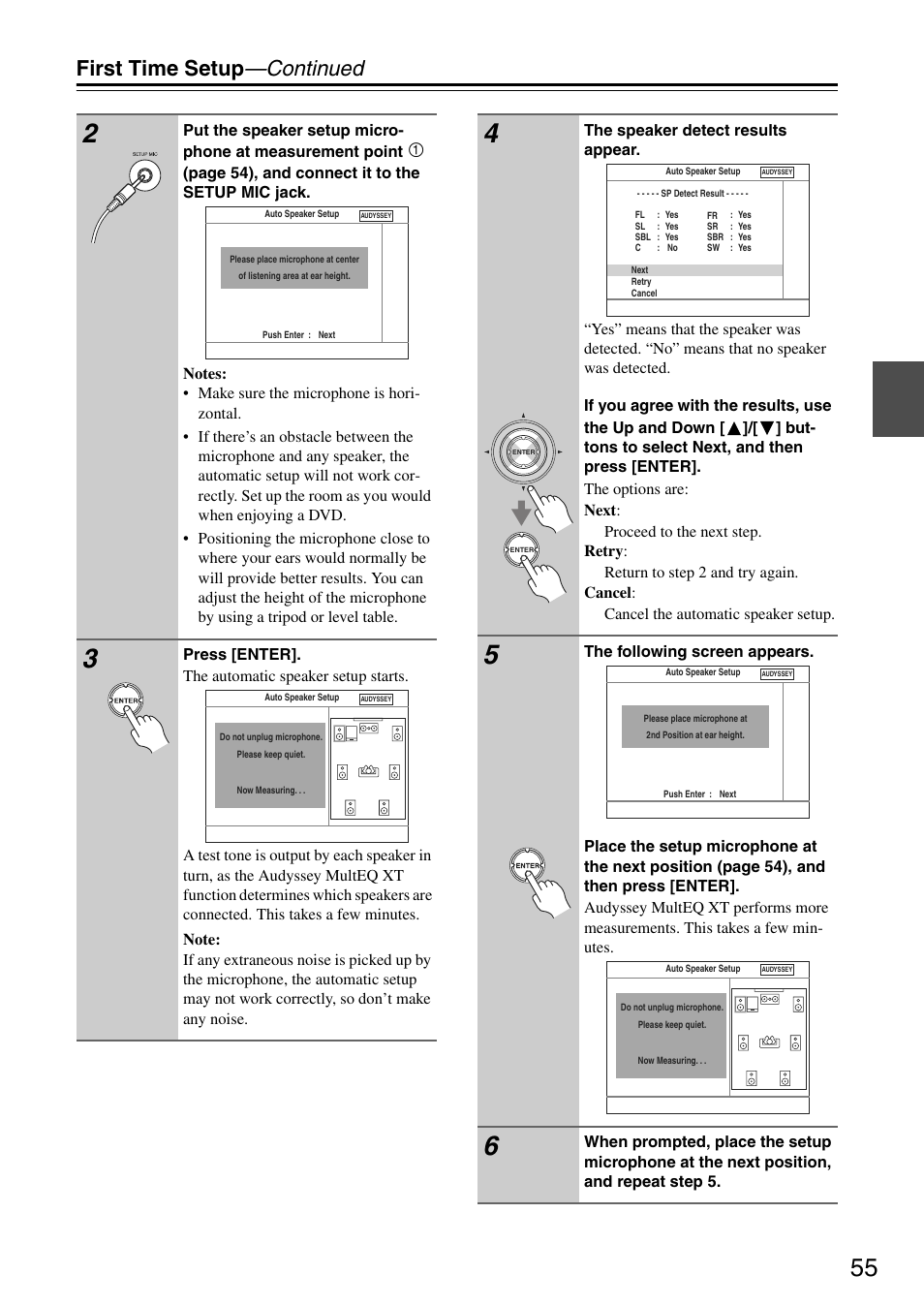 First time setup —continued | Onkyo TX-SA705 User Manual | Page 55 / 116