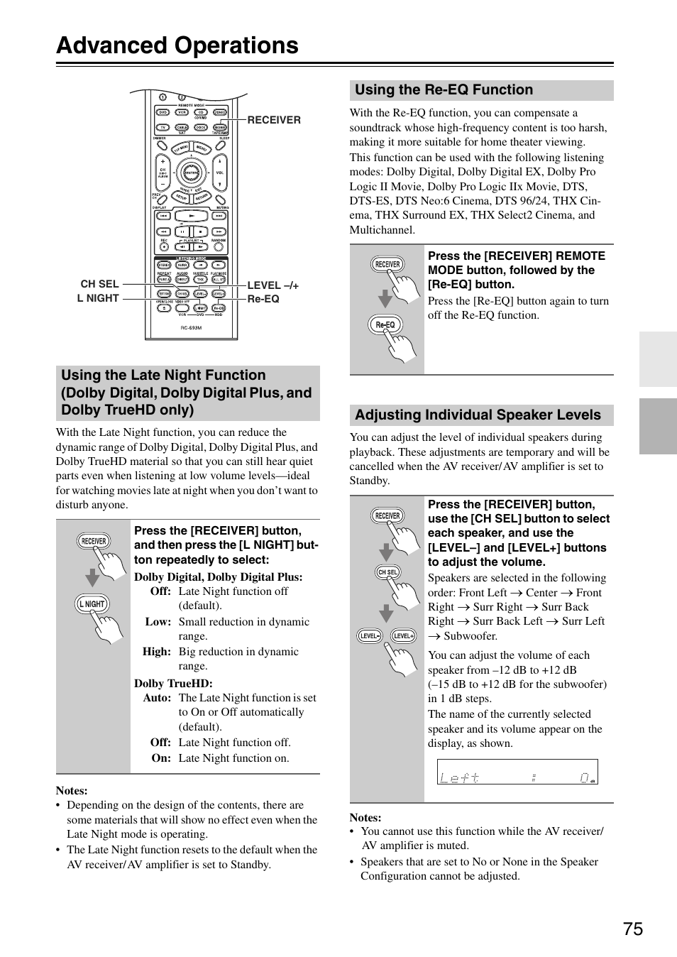 Advanced operations | Onkyo TX-SA705 User Manual | Page 75 / 116
