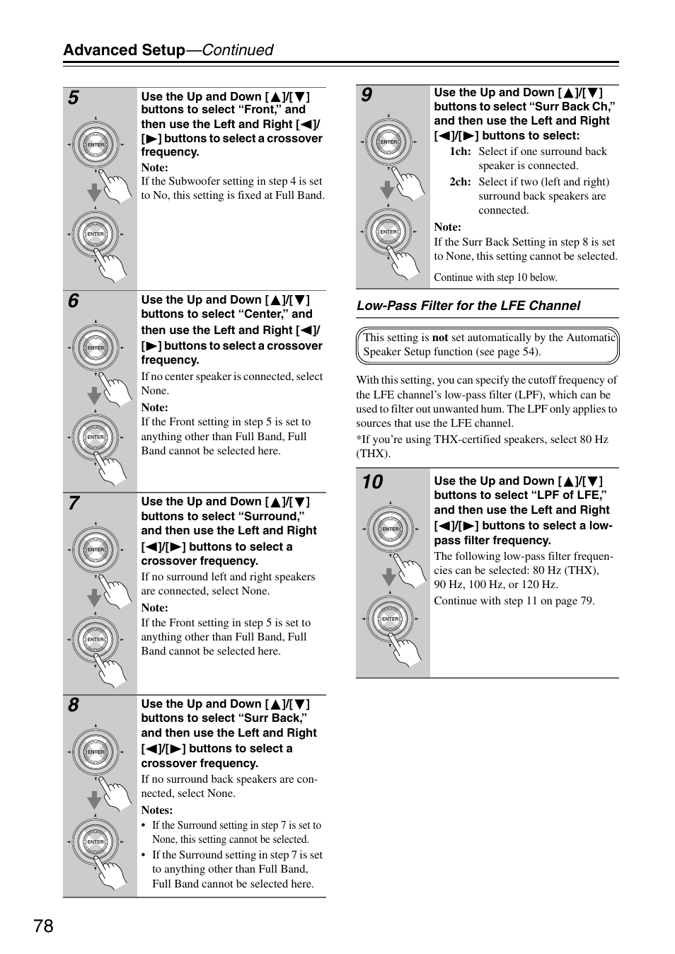 Advanced setup —continued | Onkyo TX-SA705 User Manual | Page 78 / 116