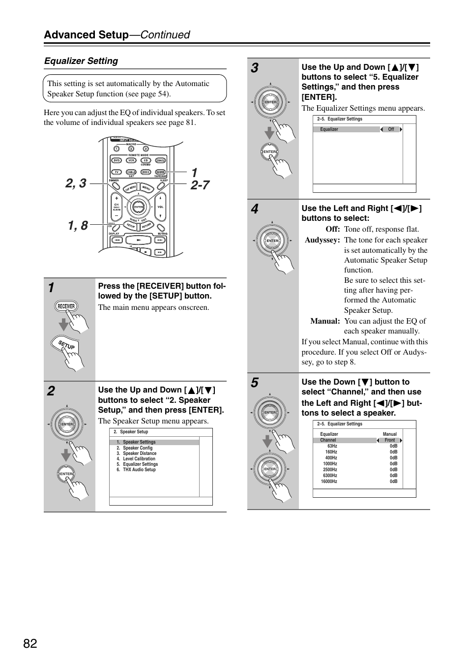 Advanced setup —continued | Onkyo TX-SA705 User Manual | Page 82 / 116