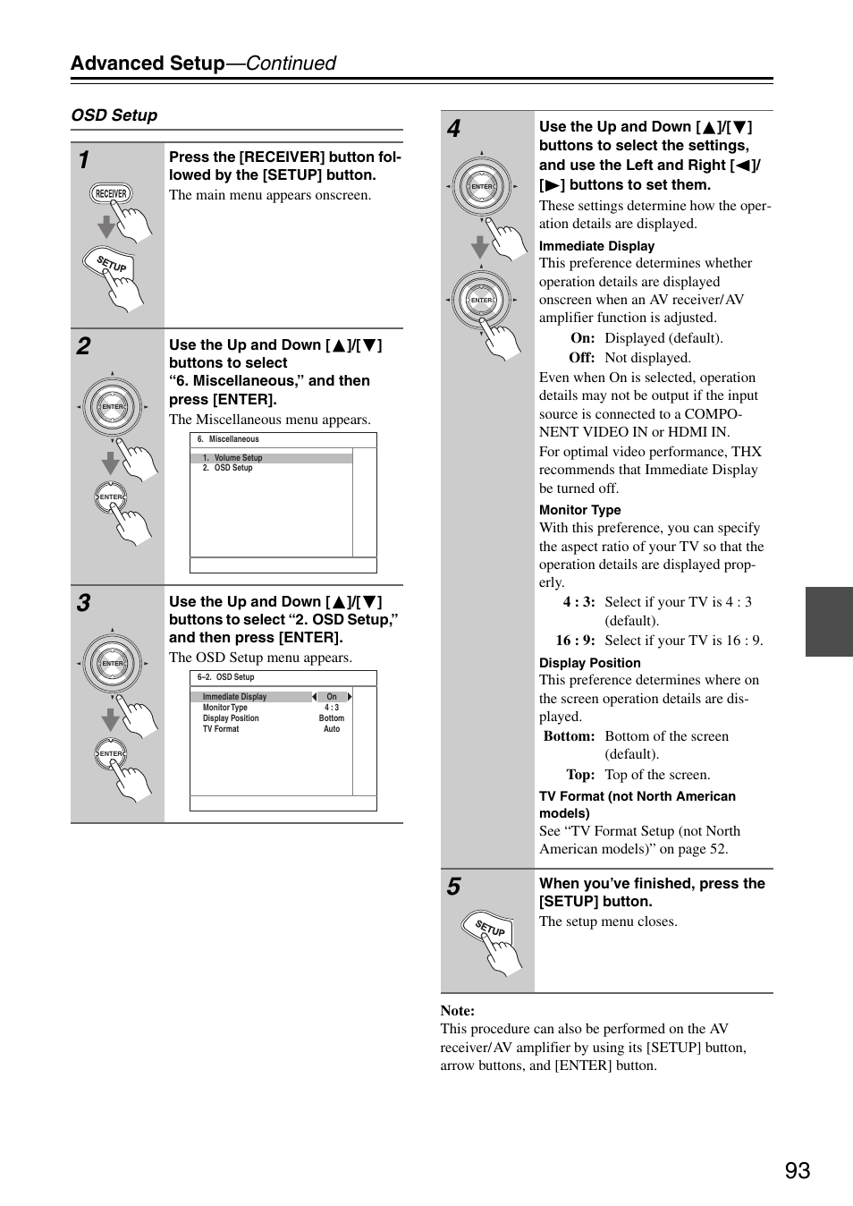 Advanced setup —continued | Onkyo TX-SA705 User Manual | Page 93 / 116
