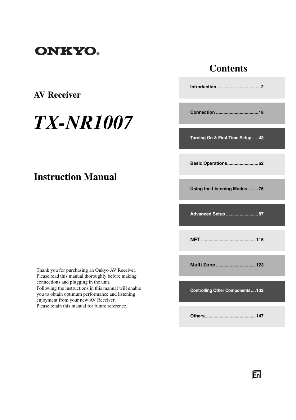 Onkyo TX-NR1007 User Manual | 156 pages