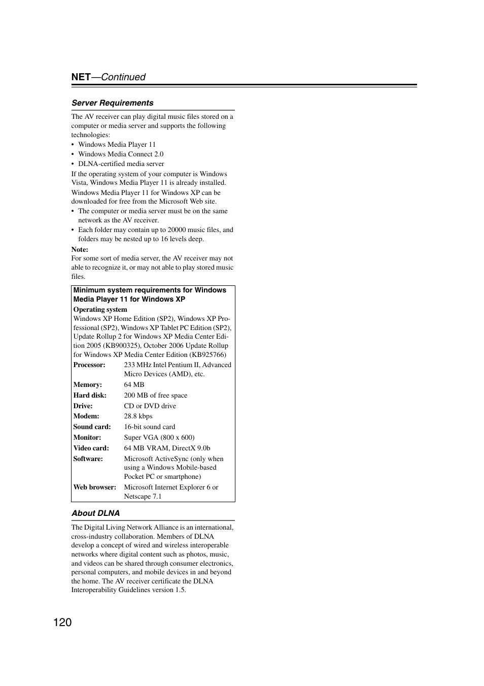 Net —continued | Onkyo TX-NR1007 User Manual | Page 120 / 156