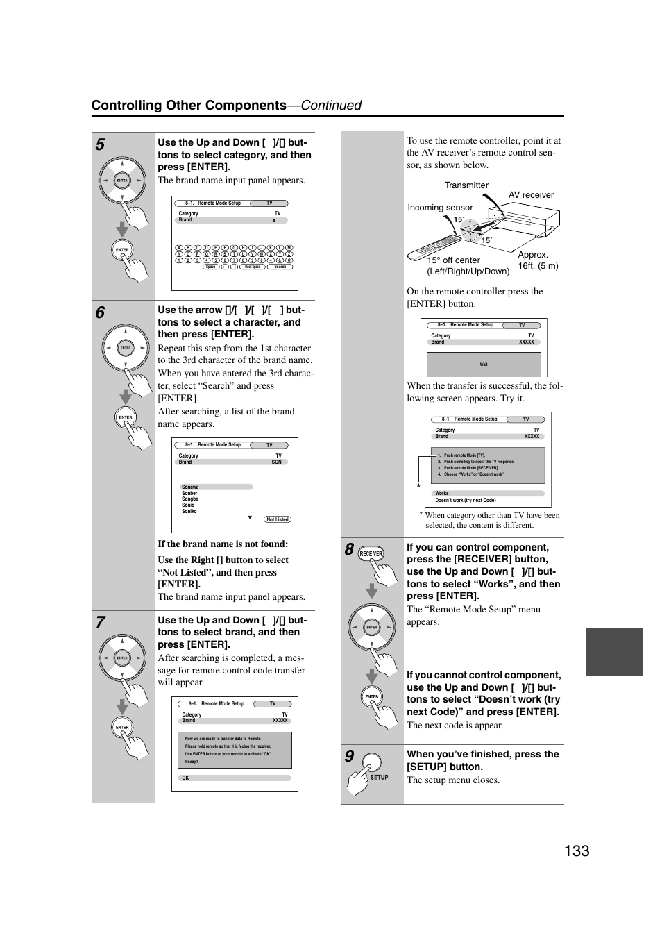 Controlling other components —continued | Onkyo TX-NR1007 User Manual | Page 133 / 156