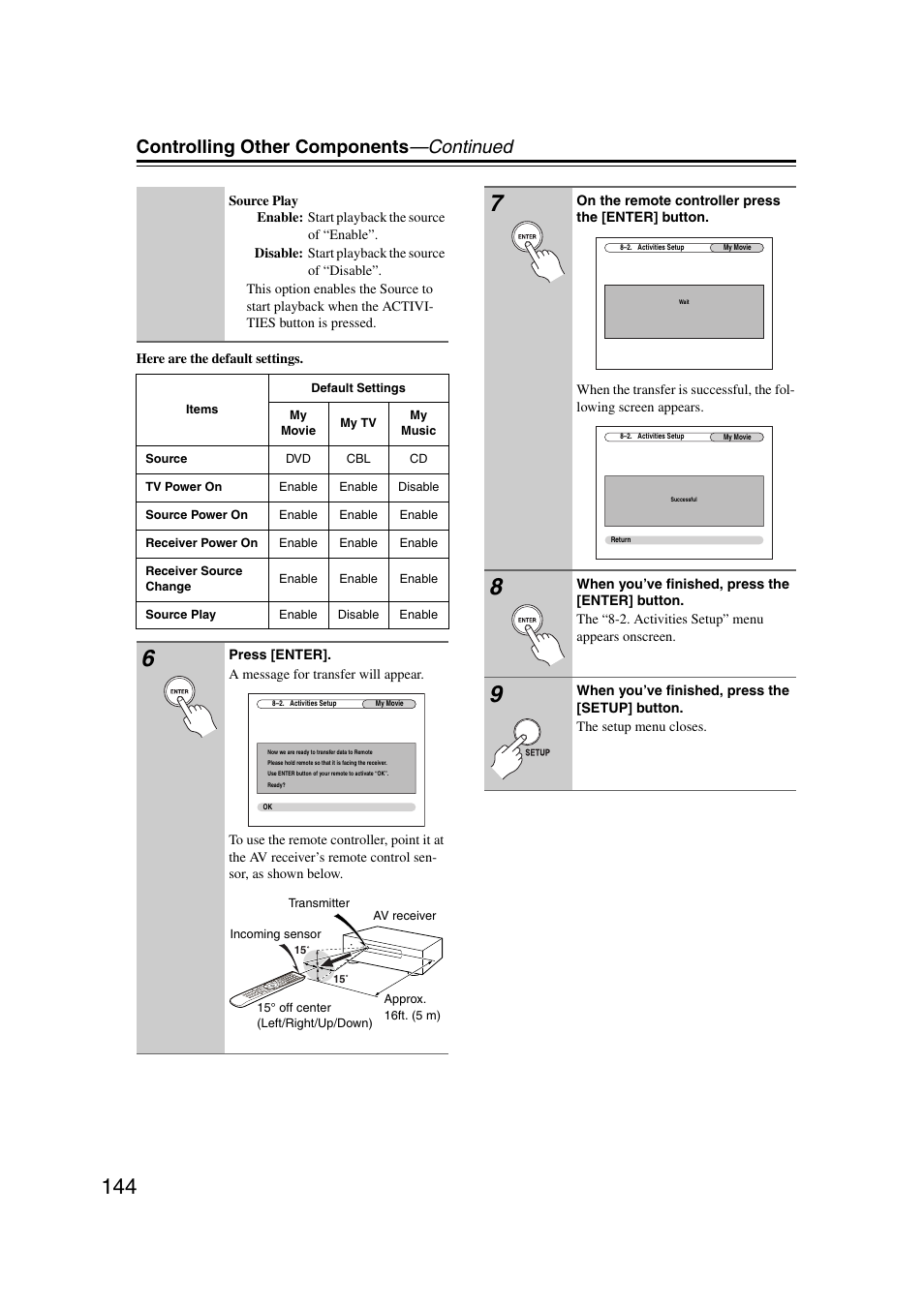 Controlling other components —continued | Onkyo TX-NR1007 User Manual | Page 144 / 156