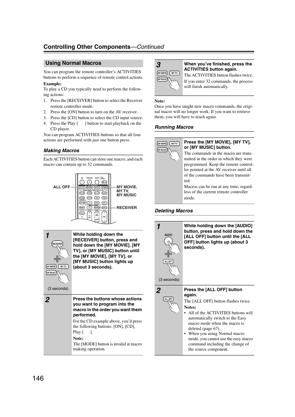 Using normal macros | Onkyo TX-NR1007 User Manual | Page 146 / 156