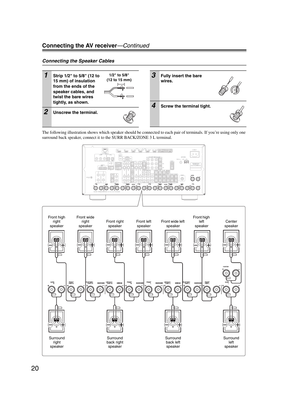 Connecting the av receiver —continued | Onkyo TX-NR1007 User Manual | Page 20 / 156